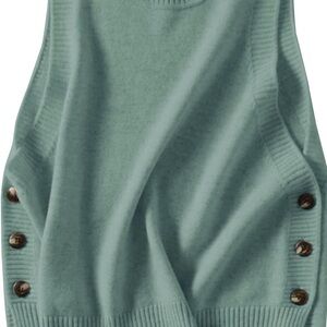 Women’s Teal Button-Trim Knit Tank Top